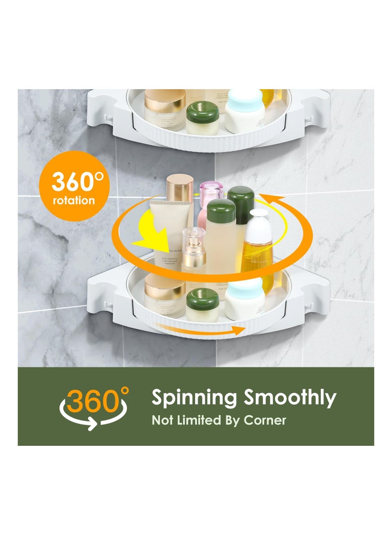 KASTWAVE Corner Shower Caddy 360° Rotating, 2Pcs Shower Organizer Shelves, Large Capacity Corner Shower Caddy, No Drilling Shower Shelf Storage Basket Wall Mounted for Bathroom, Dorm and Kitchen - Light Grey - Image 2