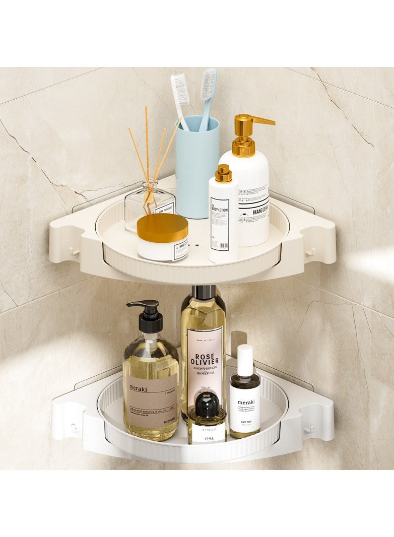 KASTWAVE Corner Shower Caddy 360° Rotating, 2Pcs Shower Organizer Shelves, Large Capacity Corner Shower Caddy, No Drilling Shower Shelf Storage Basket Wall Mounted for Bathroom, Dorm and Kitchen - Light Grey - Image 5