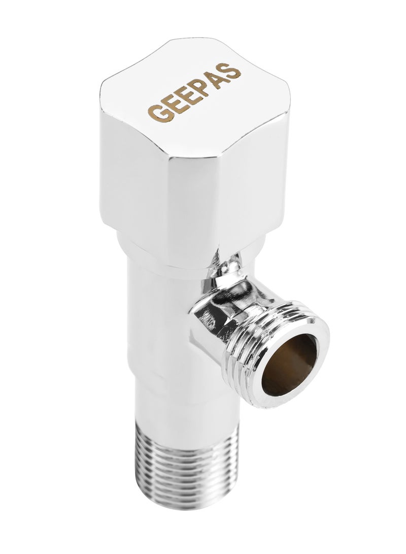 GEEPAS Angle Valve-GSW61133, Non Ferrous Angle Valve for Toilets, Plumbing Fixtures, Chrome Plated Solid Knob with  Turn Ceramic Brass Cartridge, G1/2-G1/2 Connection, Suitable for Hot and Cold Water - Image 5