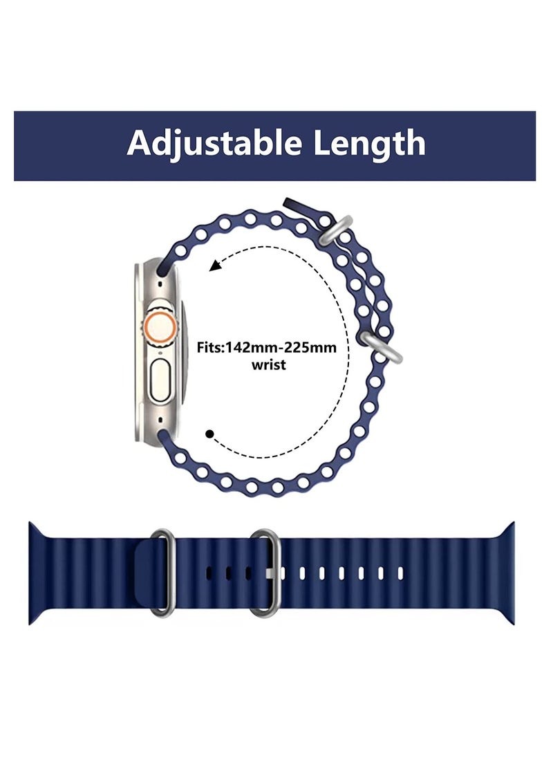 for Apple Watch Band Strap 38mm 40mm 41mm Ocean Silicone Sport Replacement Bands with Stainless Steel Buckle Soft Breathable Wristband for iWatch SE Series 8 7 6 5 4 3 2 1（Midnight Blue）