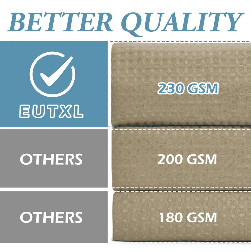 EUTXL Beige لا توجد ستارة دش الخطاف مع SNAP في بطانة 230GSM الستائر دش Waffle Waffle للحمام 71W × 74H - Image 2