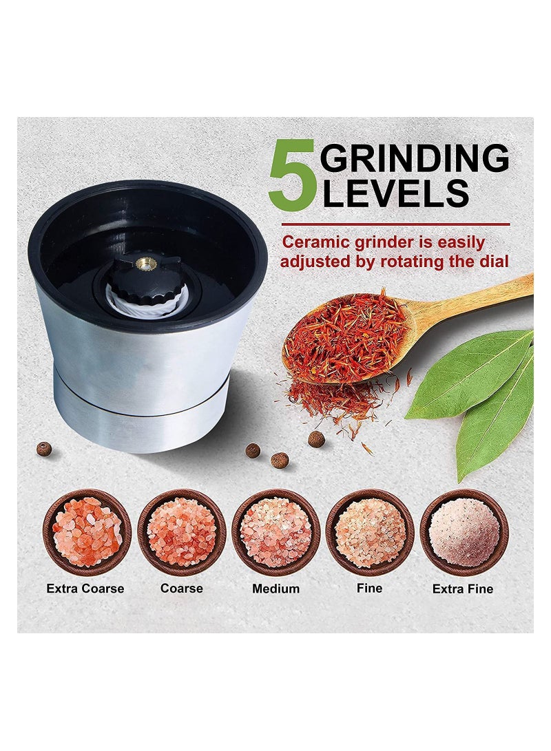 Pepper And Salt Grinder Mill With Glass Body Stainless Steel Set Of 2  - Image 5