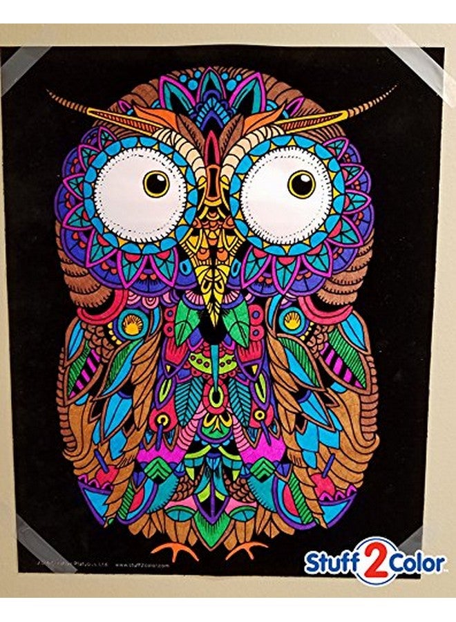 Stuff2Color Baby Owl Fuzzy Velvet Detailed Coloring Poster For Kids And Adults (Arrives Uncolored) - Image 4