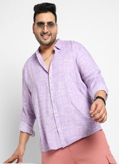 Instafab Plus Men's Lavender Minimal Aztec Shirt  - Image 1