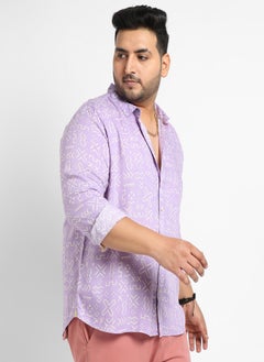 Instafab Plus Men's Lavender Minimal Aztec Shirt  - Image 3