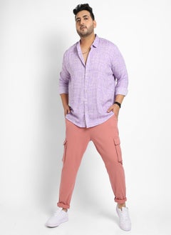 Instafab Plus Men's Lavender Minimal Aztec Shirt  - Image 5