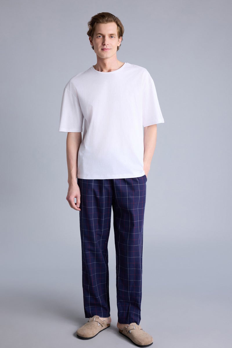 DeFacto Blue Man Regular Fit With Pockets Poplin Pyjamas Bottom Casual - Image 1
