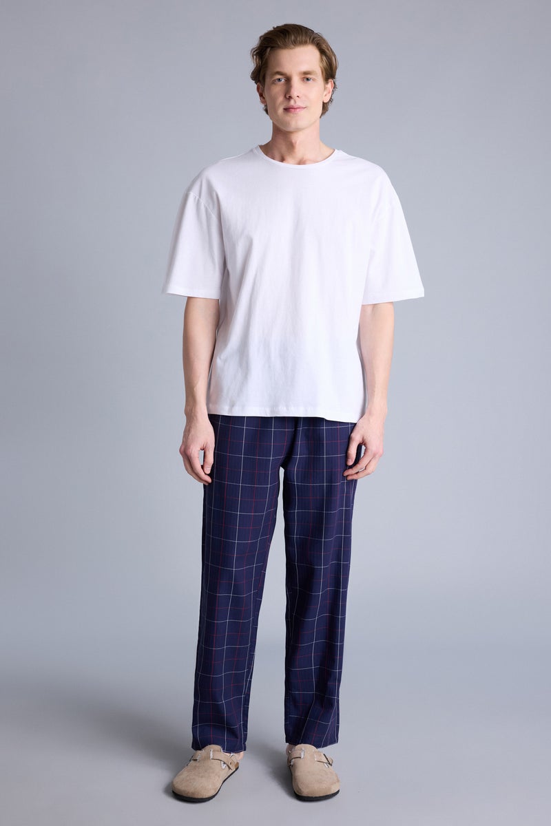 DeFacto Blue Man Regular Fit With Pockets Poplin Pyjamas Bottom Casual - Image 2