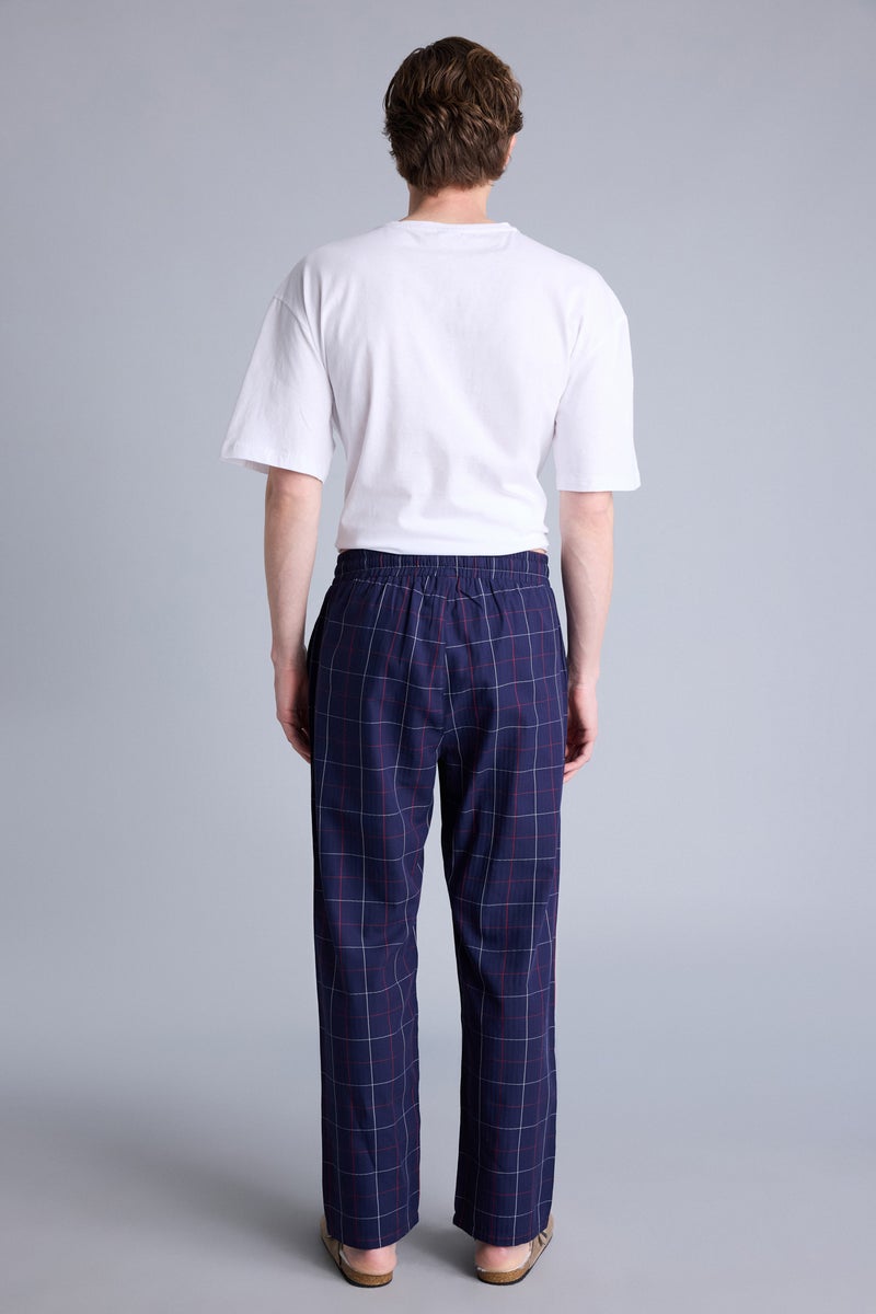 DeFacto Blue Man Regular Fit With Pockets Poplin Pyjamas Bottom Casual - Image 5