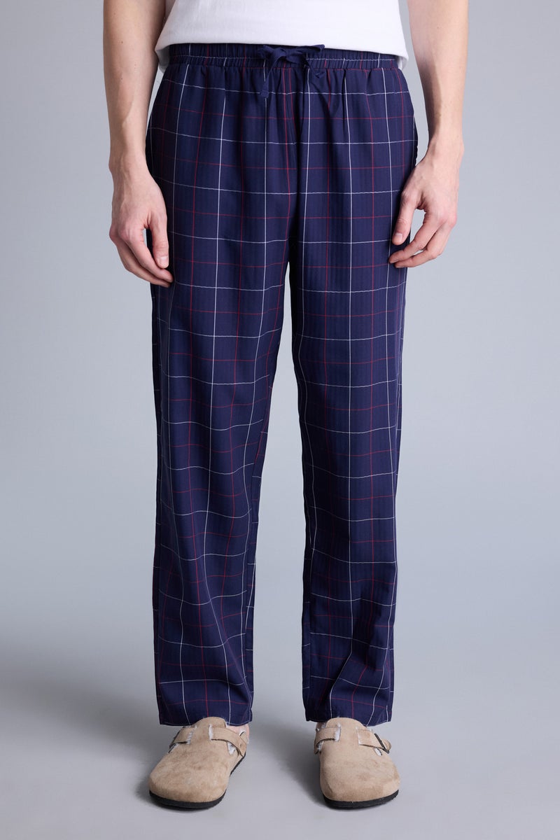 DeFacto Blue Man Regular Fit With Pockets Poplin Pyjamas Bottom Casual - Image 3