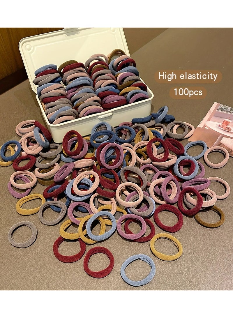 100PCS Seamless Hair Bands – Elastic Hair Ties for All Hair Types, Durable & Soft, Assorted Colors - Image 2