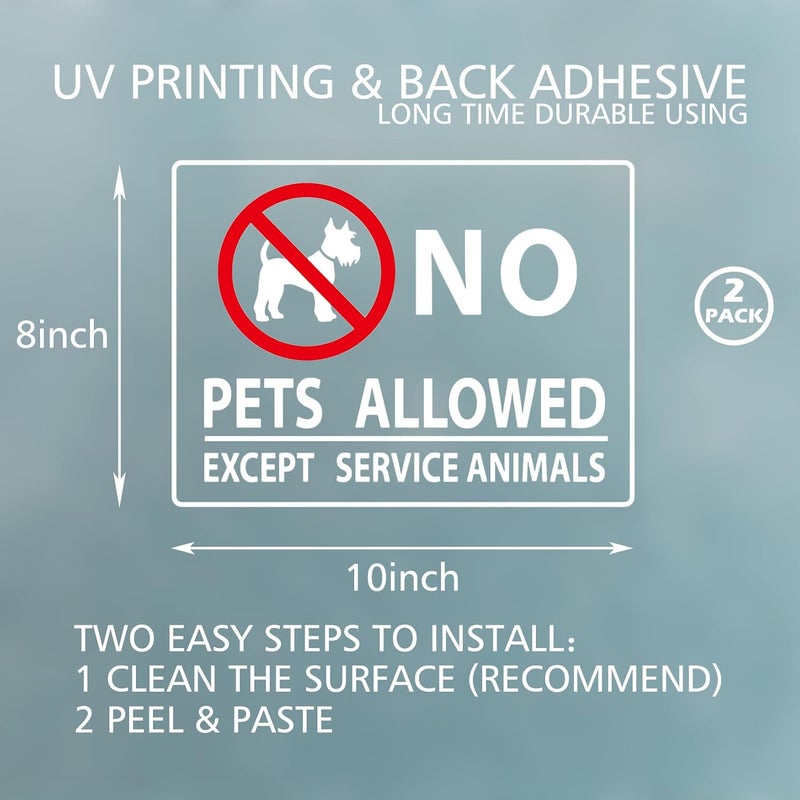 SnailGo No Pets Allowed Sign for Business Sign 10x8 Inch Sticker Vinyl Window Door Sign Waterproof UV Proof Decal 2 Pack - Image 3