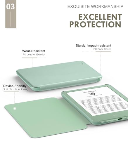 MoKo Case Fits 6" All-New Kindle (11th Generation-2024/2022 Release), Lightweight Shell Cover with Auto Wake/Sleep for Kindle 2024/2022 11th Gen e-Reader, Matcha - Image 4