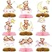 Tarklanda 9 Pcs Bear Baby Shower Honeycomb Centerpieces Party Decorate Pink Little Bear Balloons Paper Topper Honeycomb 3D Table Decoration for Kids Party Baby Shower Party Supplies - Image 2