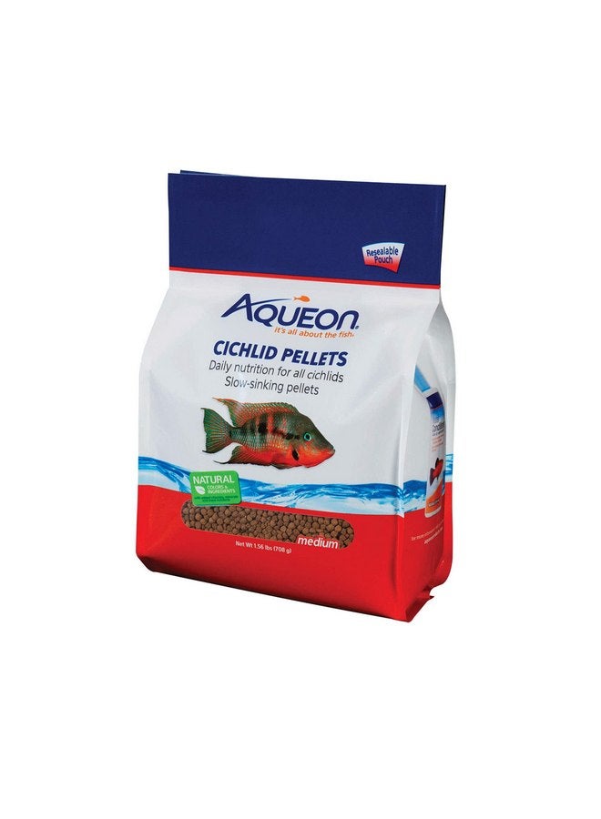 Aqueon Cichlid Slow Sinking Fish Food Pellets, Medium Size, 25 Ounce - Image 1