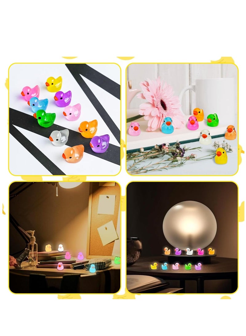Generic 100pcs Mini Bright Resin Ducks  Colorful Luminous Figurines Garden Ducks Tiny Ducks Ornaments  Micro Landscape Garden for Dollhouse Ornament Garden Statue Landscape Craft Decorative  - Image 4