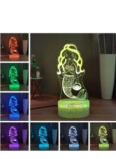 الثقة كي مصباح طاولة فيري تيل حورية البحر برنسيس أرييل LED ، مصباح ليلي ثلاثي الأبعاد بتصميم الرسوم المتحركة ، كابل يو اس بي 16 لونًا قابل للتعتيم مع جهاز تحكم عن بعد يعمل باللمس + 4 أوضاع فلاش ، ديكور غرفة نو  - Image 2