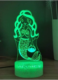 الثقة كي مصباح طاولة فيري تيل حورية البحر برنسيس أرييل LED ، مصباح ليلي ثلاثي الأبعاد بتصميم الرسوم المتحركة ، كابل يو اس بي 16 لونًا قابل للتعتيم مع جهاز تحكم عن بعد يعمل باللمس + 4 أوضاع فلاش ، ديكور غرفة نو  - Image 3