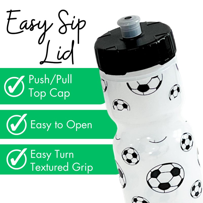50 Strong 22oz Kids Sports Squeeze Water Bottle - BPA-Free with Pull Top Cap - Durable & Reusable for School  Boys & Girls - Made in USA - Soccer Theme - Image 4