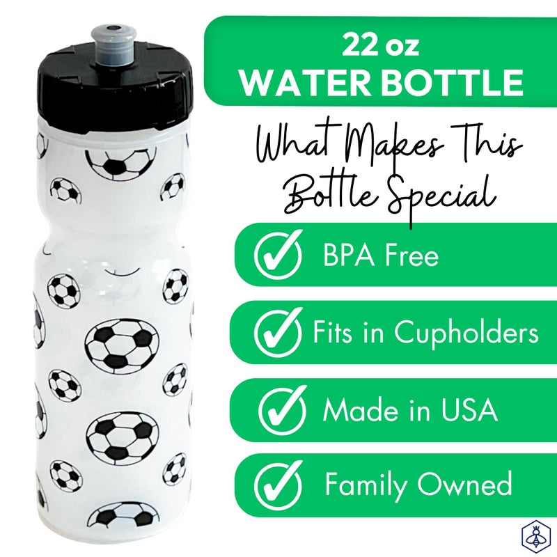 50 Strong 22oz Kids Sports Squeeze Water Bottle - BPA-Free with Pull Top Cap - Durable & Reusable for School  Boys & Girls - Made in USA - Soccer Theme - Image 3