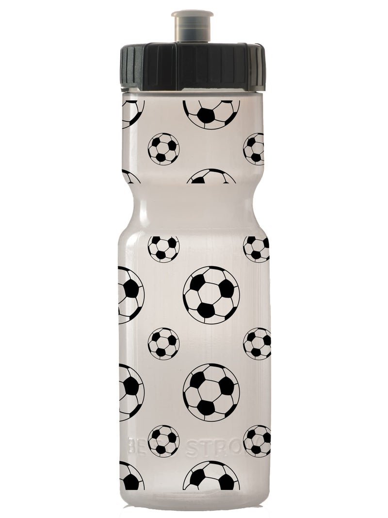 50 Strong 22oz Kids Sports Squeeze Water Bottle - BPA-Free with Pull Top Cap - Durable & Reusable for School  Boys & Girls - Made in USA - Soccer Theme - Image 1