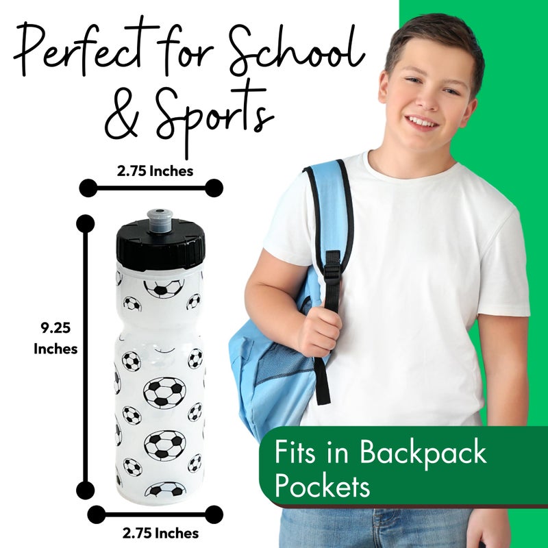 50 Strong 22oz Kids Sports Squeeze Water Bottle - BPA-Free with Pull Top Cap - Durable & Reusable for School  Boys & Girls - Made in USA - Soccer Theme - Image 5