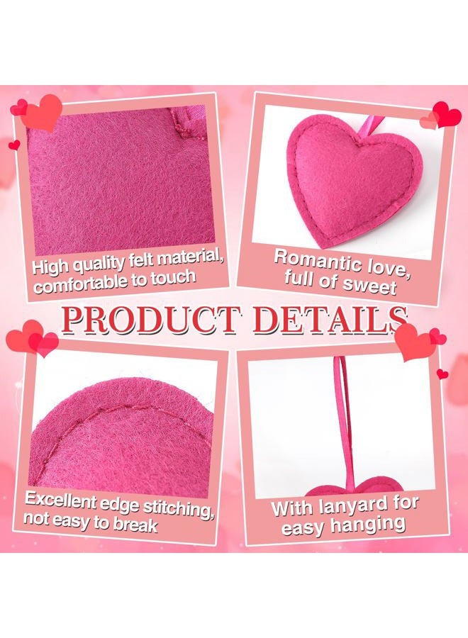 Apipi 24Pcs Valentines Felt Heart-Shape Ornaments - Red Rose Pink Valentines Hanging Decorations for Wedding Anniversary Decor Party Supplies - Image 3