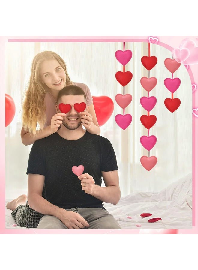 Apipi 24Pcs Valentines Felt Heart-Shape Ornaments - Red Rose Pink Valentines Hanging Decorations for Wedding Anniversary Decor Party Supplies - Image 4
