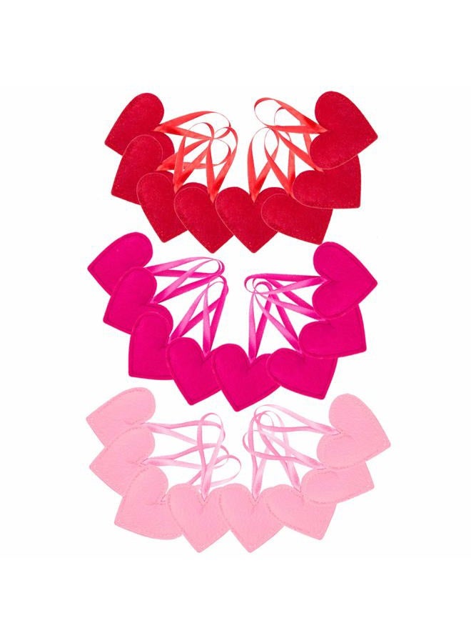 Apipi 24Pcs Valentines Felt Heart-Shape Ornaments - Red Rose Pink Valentines Hanging Decorations for Wedding Anniversary Decor Party Supplies - Image 1