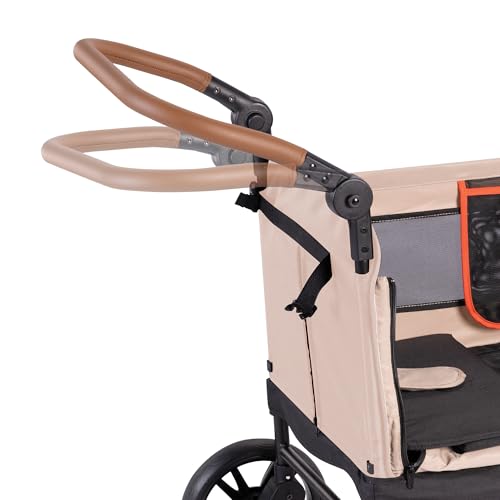 Yvolution Easy Fold & Store Wagon with Canopy – Collapsible 2-Seater Stroller Wagon for Kids, Adjustable Push/Pull Handles, Front Zipper Door, 360° Steering – Ages 12 Months+, Max 35kg - Image 2