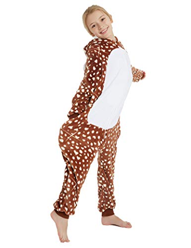 CASABACO Kid Reindeer Onesie Pajamas Deer Christmas Halloween Costume Boy Girl Animal Onepiece, Dot Deer, 140cm - Image 4