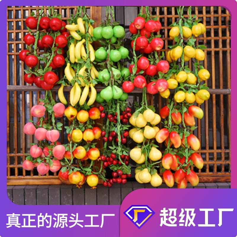 Foam Vegetable and Fruit Skewers – Decorative Chili, Corn, and Garlic Hanging Props - Image 2