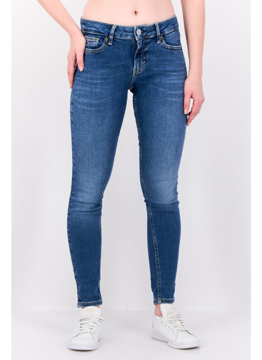 ESPRIT Women Skinny Fit Mid  Rise Wash Stretch Jeans, Mud Blue  - Image 1