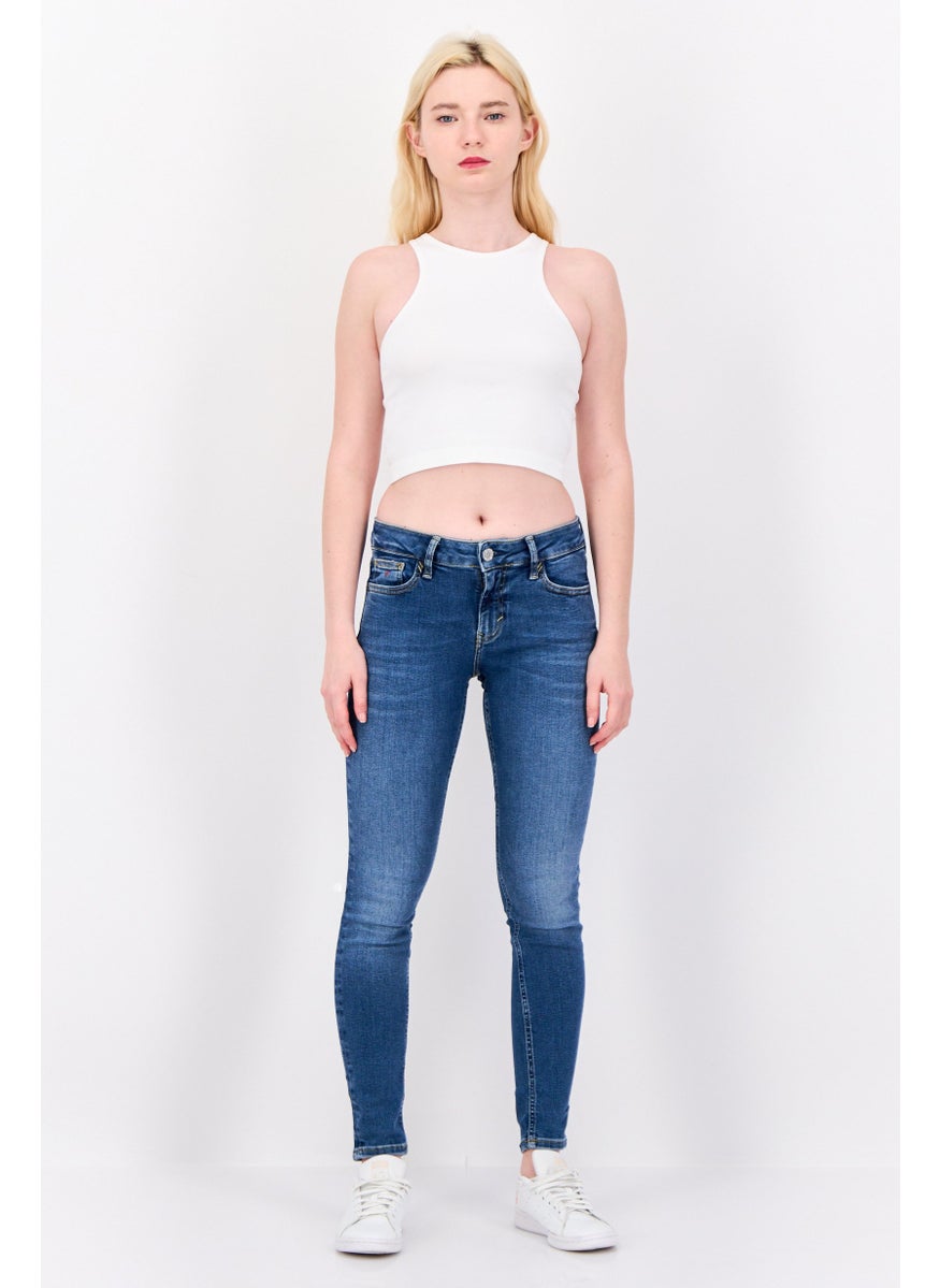 ESPRIT Women Skinny Fit Mid  Rise Wash Stretch Jeans, Mud Blue  - Image 4