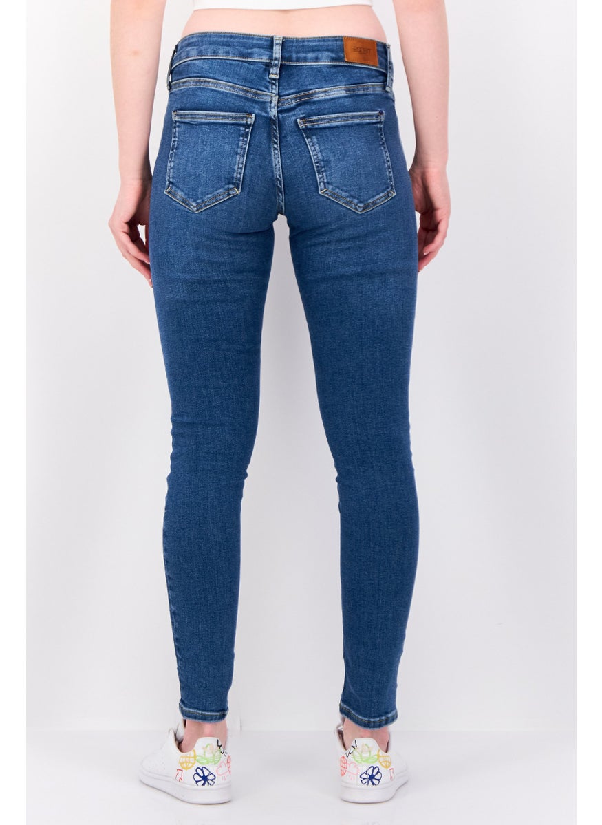 ESPRIT Women Skinny Fit Mid  Rise Wash Stretch Jeans, Mud Blue  - Image 3