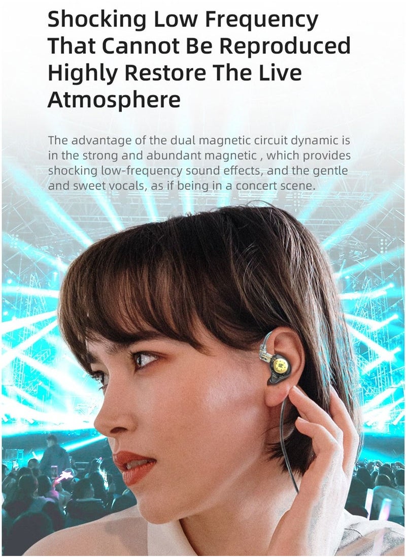 EDX Pro in-Ear Stage Monitor Headphone Dual Magnetic Dynamic Unit Earphone Shock Bass Earbuds with 0.75mm Detachable Cable Comfortable Wired Headset (With Mic)