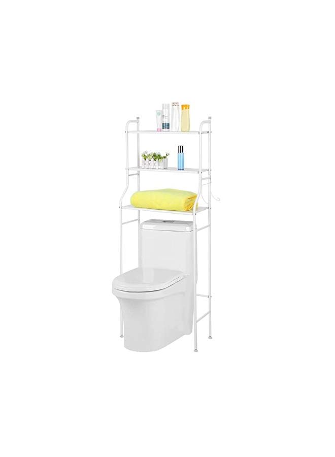 U-HOOME Toilet/Bathroom Shelf – 3 Tier Iron Toilet/Bathroom Towel Holder Rack Holder Over Bathroom Shelf Organiser Toilet Bathroom Storage Finishing Racks Shelf Washing Machine Unit,White - Image 2