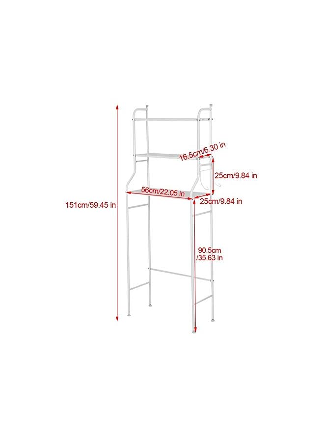 U-HOOME Toilet/Bathroom Shelf – 3 Tier Iron Toilet/Bathroom Towel Holder Rack Holder Over Bathroom Shelf Organiser Toilet Bathroom Storage Finishing Racks Shelf Washing Machine Unit,White - Image 3