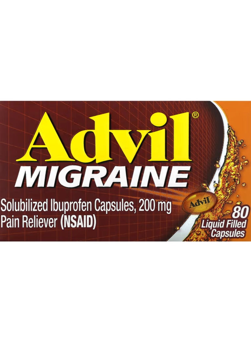 Advil, Migraine, 200 mg, 80 Liquid Caps - Image 1