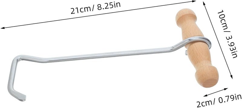 Hoof Cleaning Curved Hook: Hoof Metal Curved Cleaning Hook, Hand-Held Wooden Handle Horse Care Accessory for Farriers and Stables - Image 1