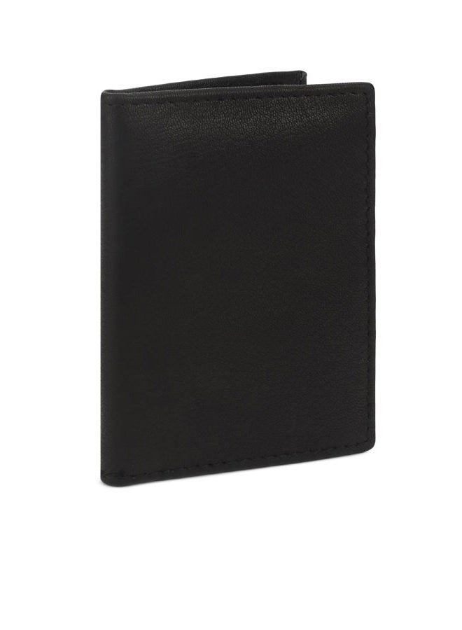 LB LEATHERBOSS Genuine Leather Slim Thin Credit Debit Card ID Mini Holder Bifold Wallet Driver License Safe Holder, Black - Image 3