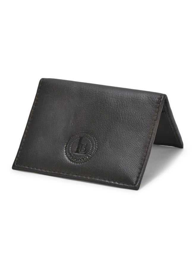 LB LEATHERBOSS Genuine Leather Slim Thin Credit Debit Card ID Mini Holder Bifold Wallet Driver License Safe Holder, Black - Image 1