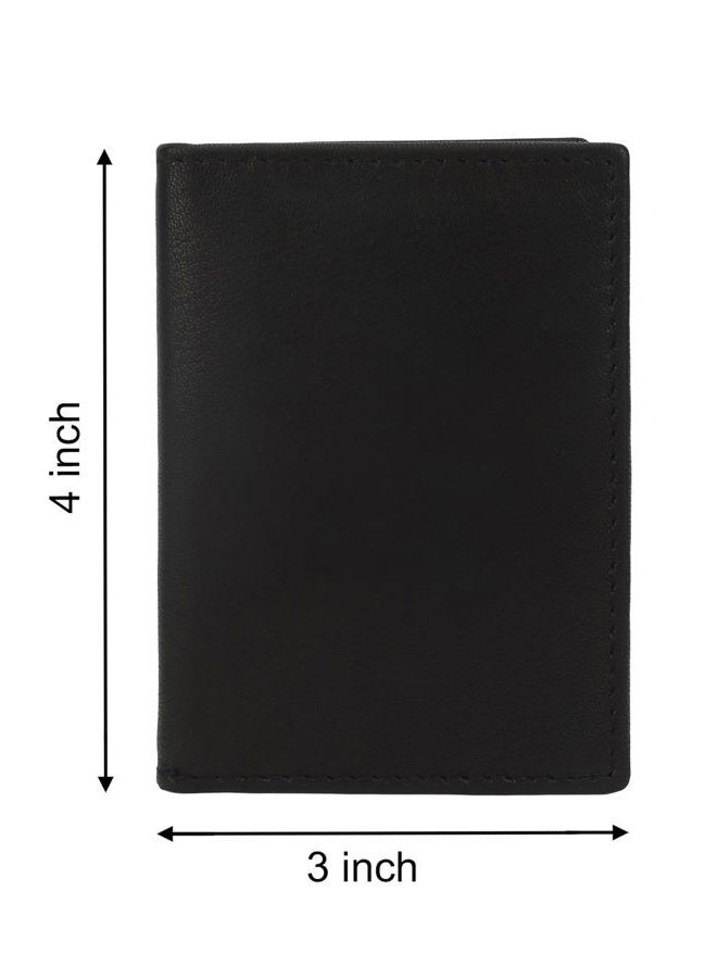 LB LEATHERBOSS Genuine Leather Slim Thin Credit Debit Card ID Mini Holder Bifold Wallet Driver License Safe Holder, Black - Image 4