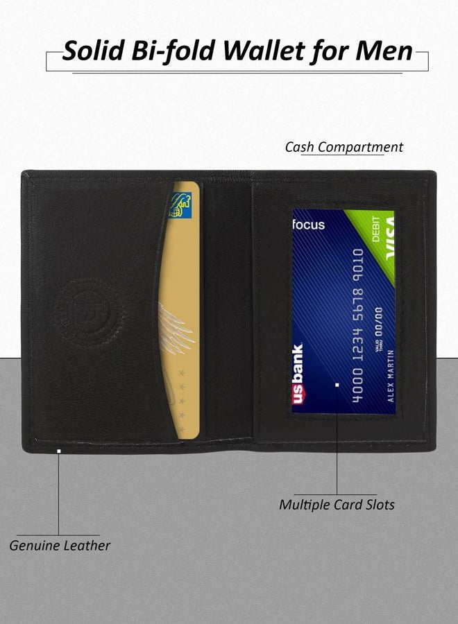 LB LEATHERBOSS Genuine Leather Slim Thin Credit Debit Card ID Mini Holder Bifold Wallet Driver License Safe Holder, Black - Image 5