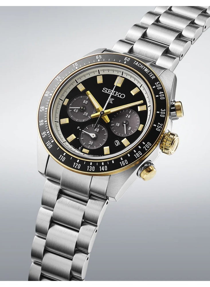 Seiko سايكو بروسبيكس سبيدتايمر "سباق الدائرة" كرونوغراف شمسي SSC941P1، 41.4 مم قرص أسود، سوار من الفولاذ المقاوم للصدأ، 100 م مقاومة للماء - Image 1
