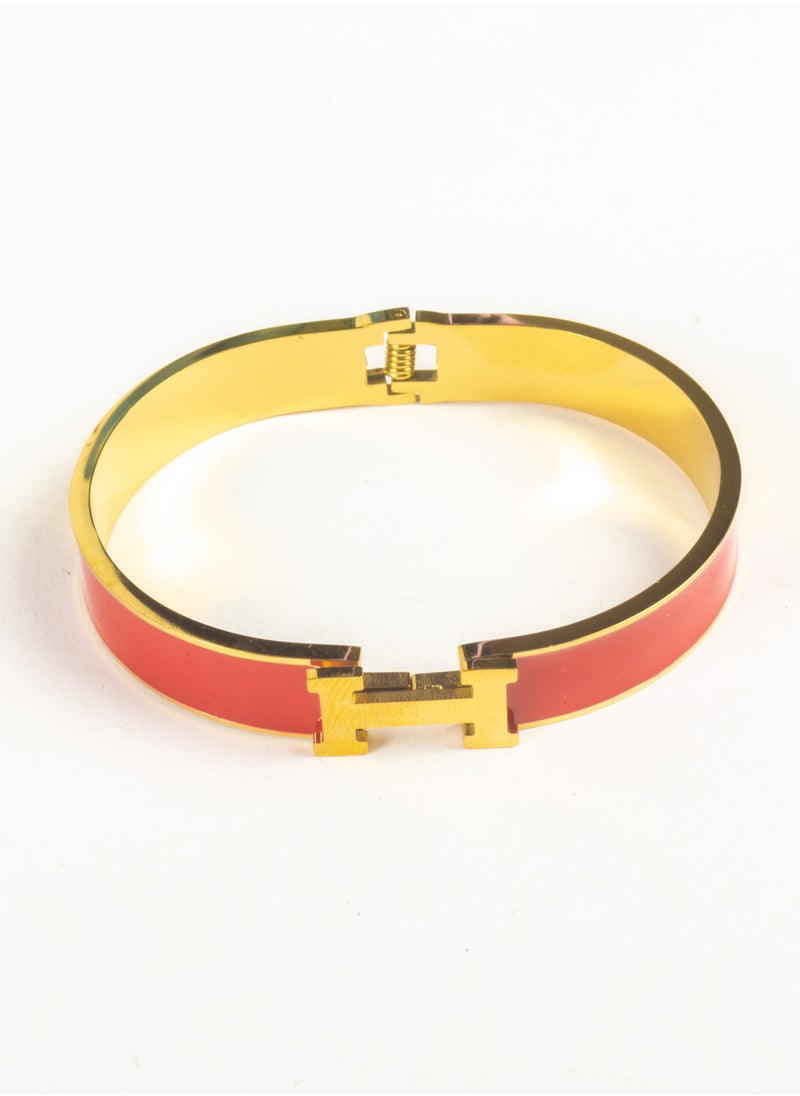 The Black Pearl Accessories - Stainless Steel Bracelet with H Letter Red - Image 1