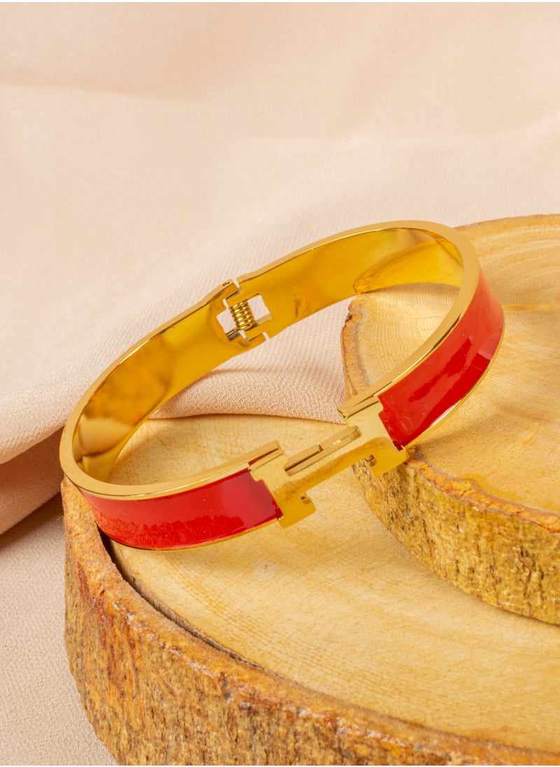 The Black Pearl Accessories - Stainless Steel Bracelet with H Letter Red - Image 1
