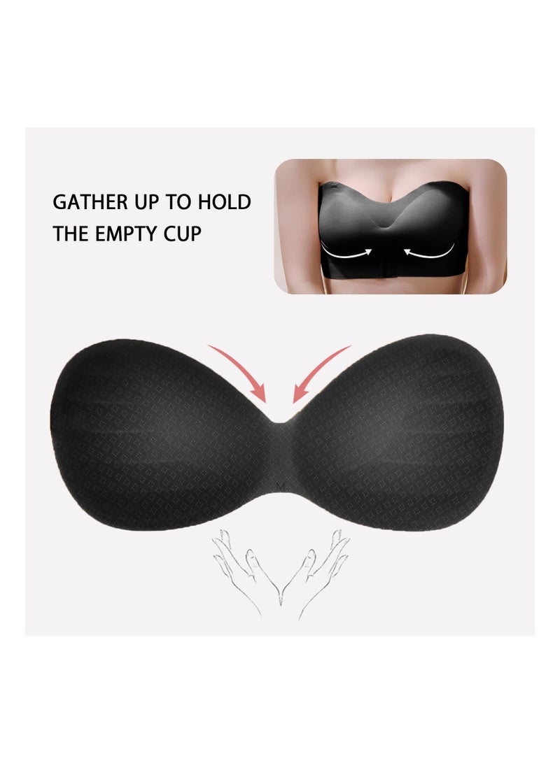 SYOSI Women Strapless Front Buckle Lift Bra, Underwear Adjustable Gather Up Wireless Front Strap Anti-Slip Invisible Push Up Bra, Invisible Front Hook Underwear Bra for Dates, Travel, Prom, Party(M)(1 Pack) - Image 3