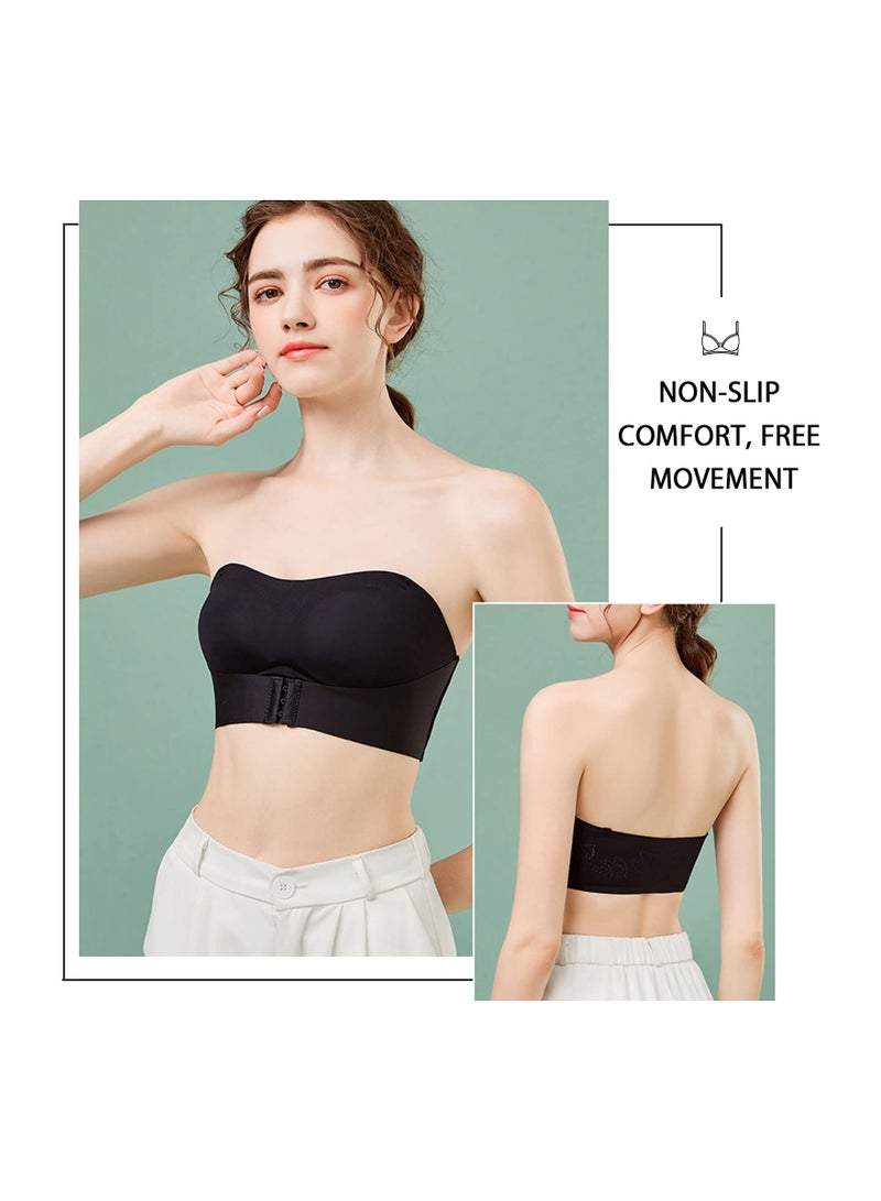 SYOSI Women Strapless Front Buckle Lift Bra, Underwear Adjustable Gather Up Wireless Front Strap Anti-Slip Invisible Push Up Bra, Invisible Front Hook Underwear Bra for Dates, Travel, Prom, Party(M)(1 Pack) - Image 2