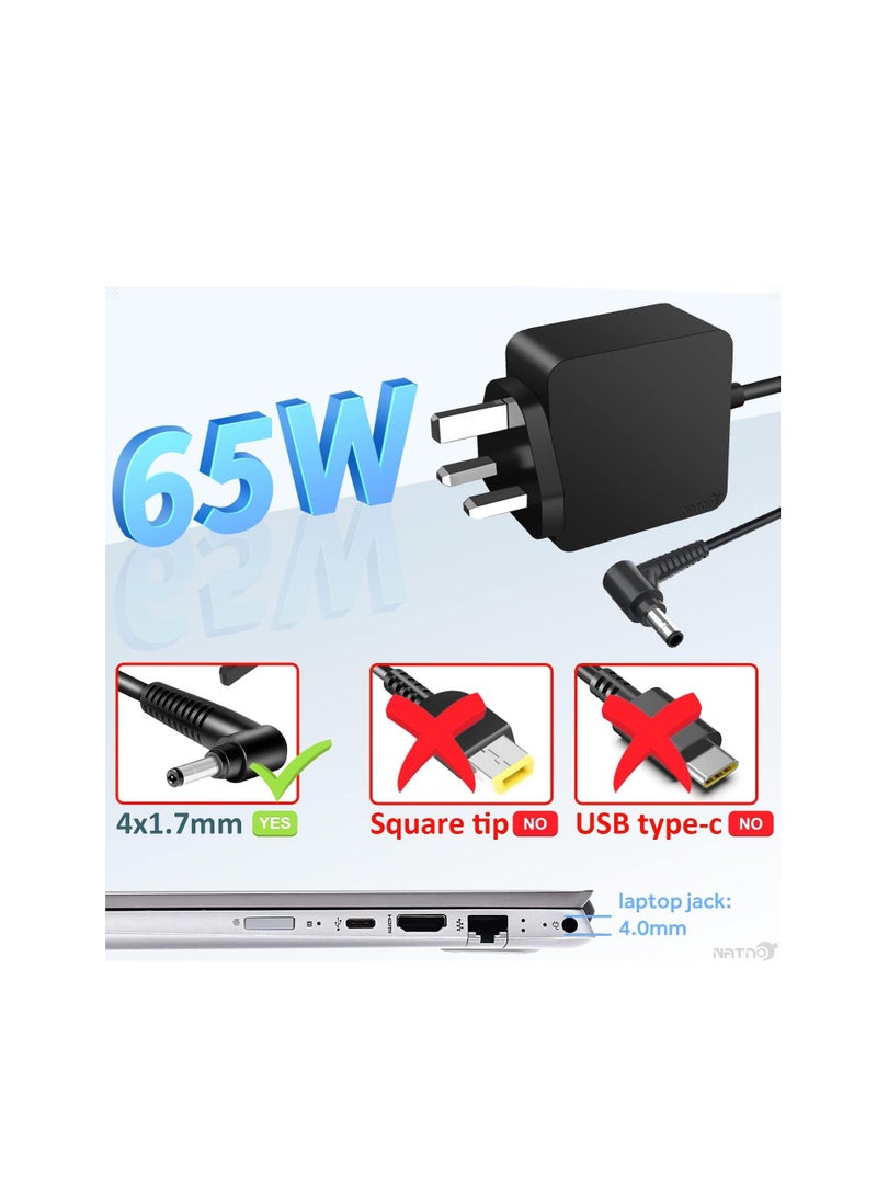Terabyte شاحن محول تيار متردد 65 واط لجهاز Lenovo IdeaPad 330 330s 320 310 100 110 110S 120 120S 510 S340 S145 710S، Flex 3 4 5 6 كابل طاقة بقطر 4.0 * 1.7 مم - Image 3